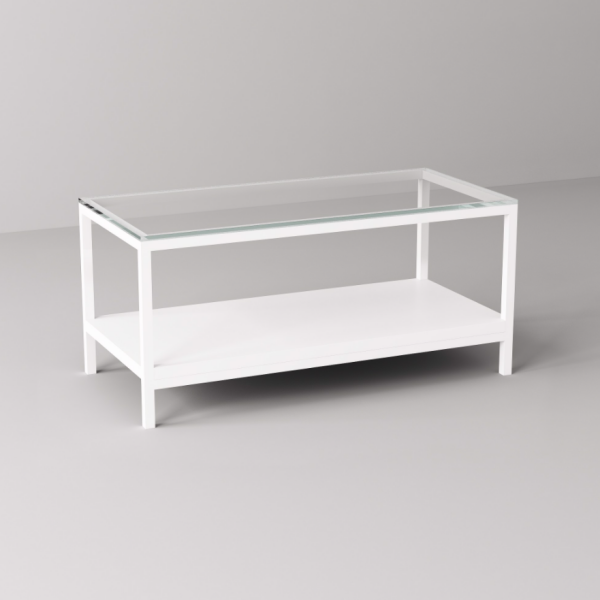 BÀN SOFA KÍNH GỖ CHÂN TRẮNG