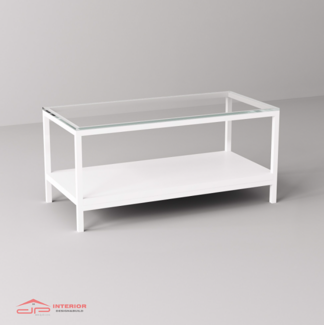 Bàn Sofa Kính Gỗ Chân Trắng