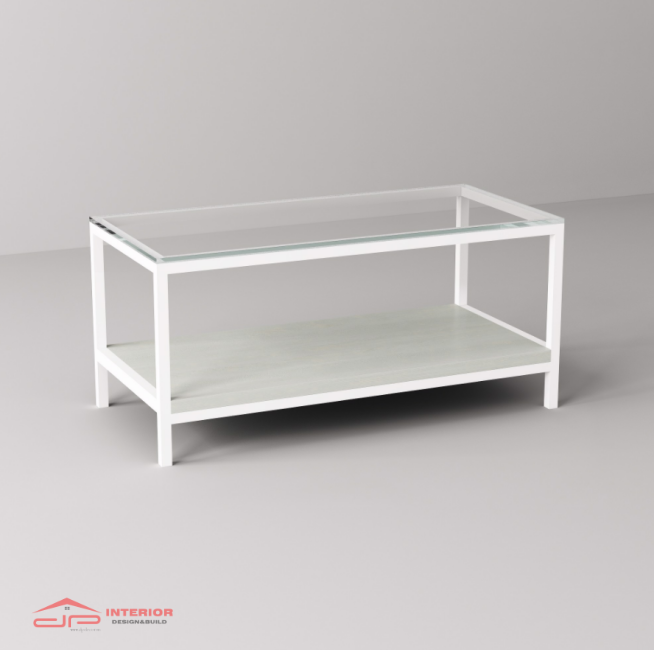 Bàn Sofa Kính Gỗ Chân Trắng