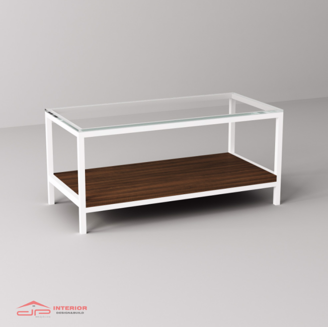 Bàn Sofa Kính Gỗ Chân Trắng