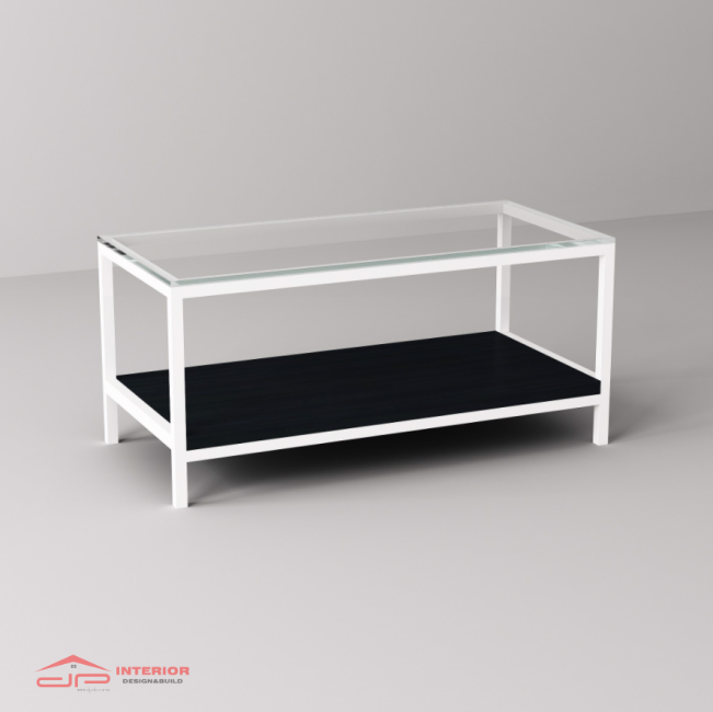 Bàn Sofa Kính Gỗ Chân Trắng