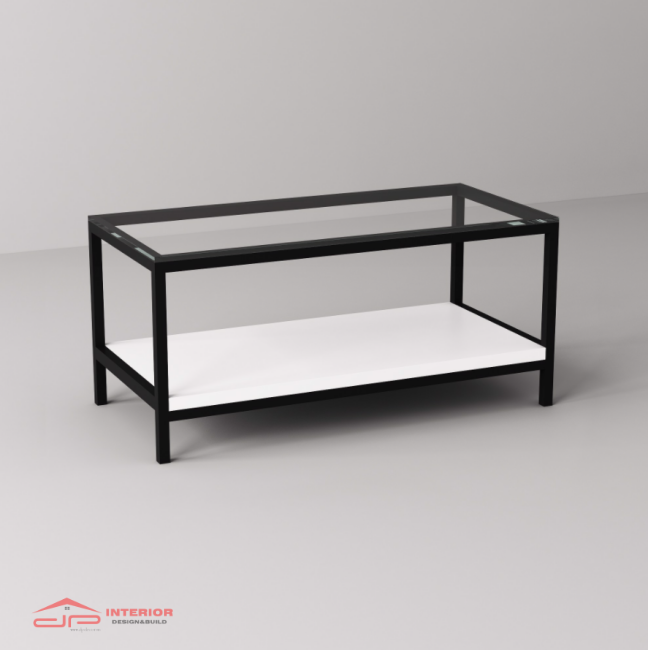 Bàn Sofa Kính Gỗ Chân Đen