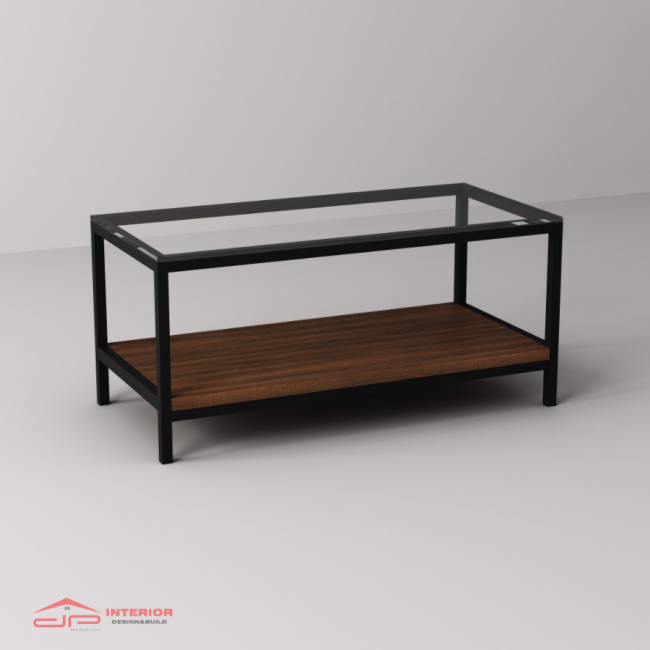 Bàn Sofa Kính Gỗ Chân Đen