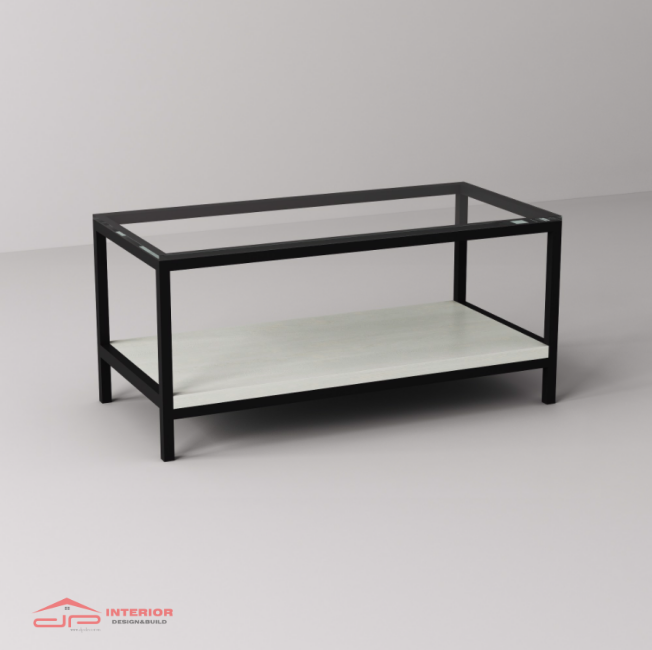 Bàn Sofa Kính Gỗ Chân Đen