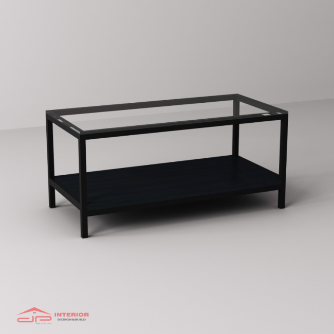 Bàn Sofa Kính Gỗ Chân Đen